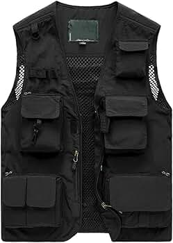 美品XLARGE×ALPHA MULTI POCKET VEST BLACK S Amazon.com: Men's Outdoor Solid Vest Multi-Pocket Coat
